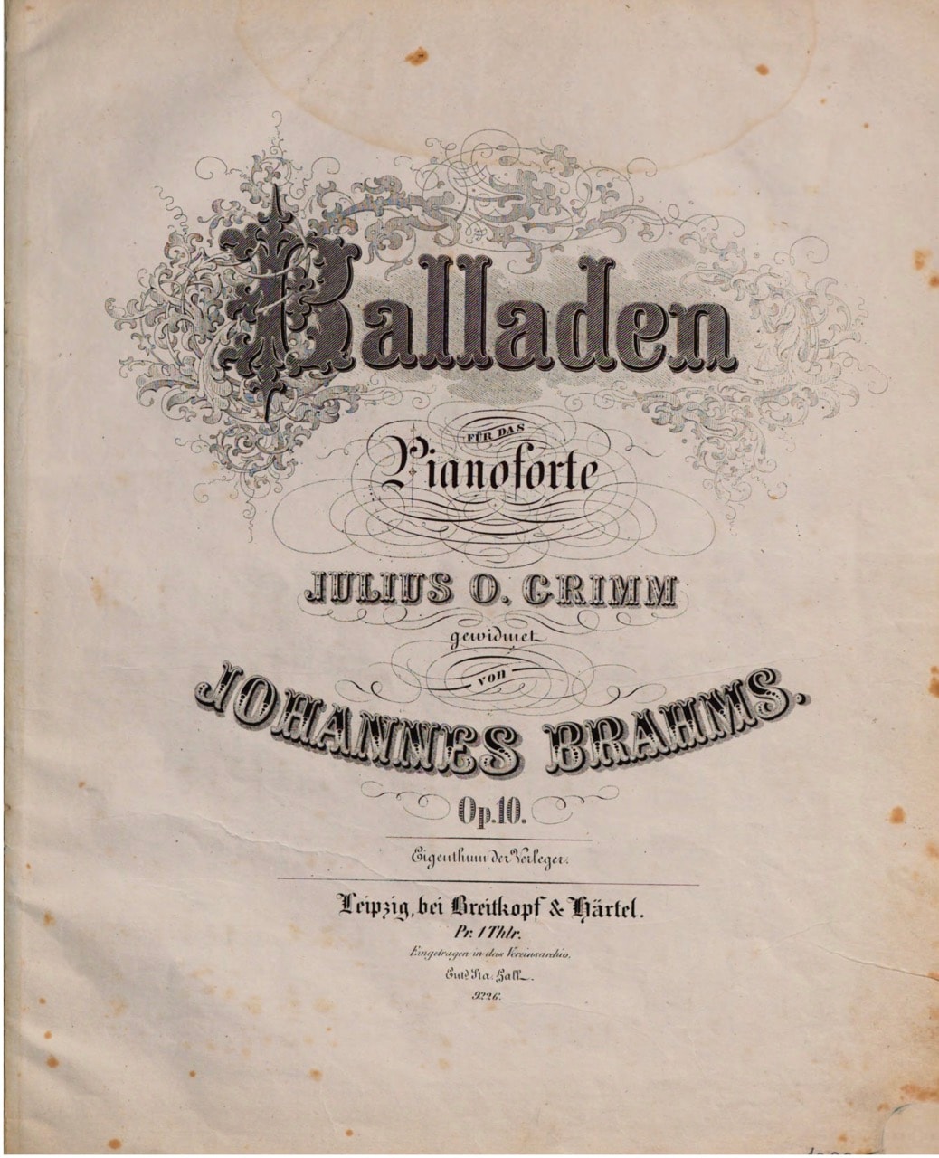 Titelblatt Brahms op.10
