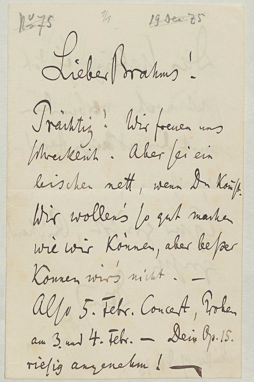 Grimm an Brahms, Münster, 19. Dezember 1875