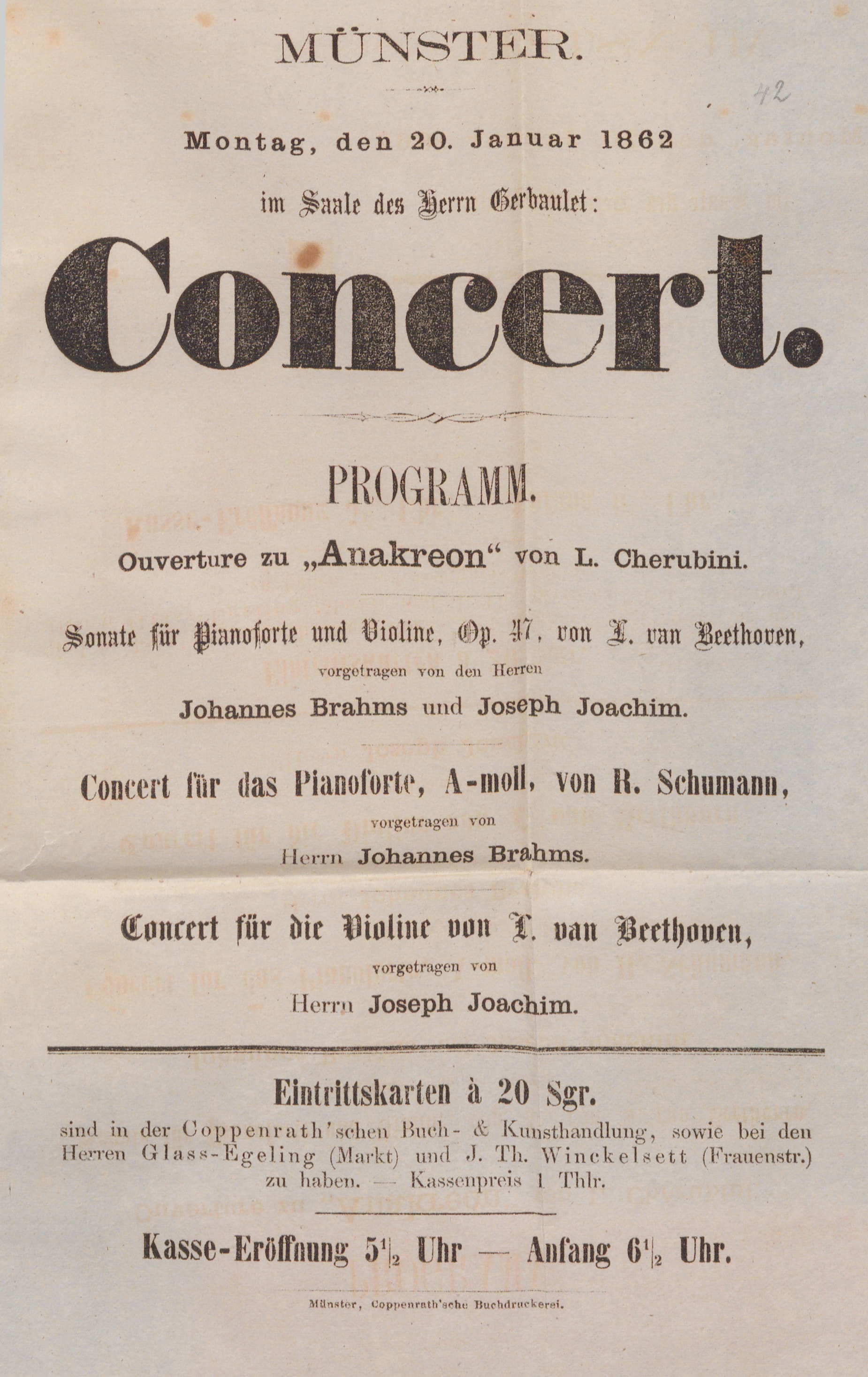 Konzertprogramme 1862, 1876, 1881 & 1882