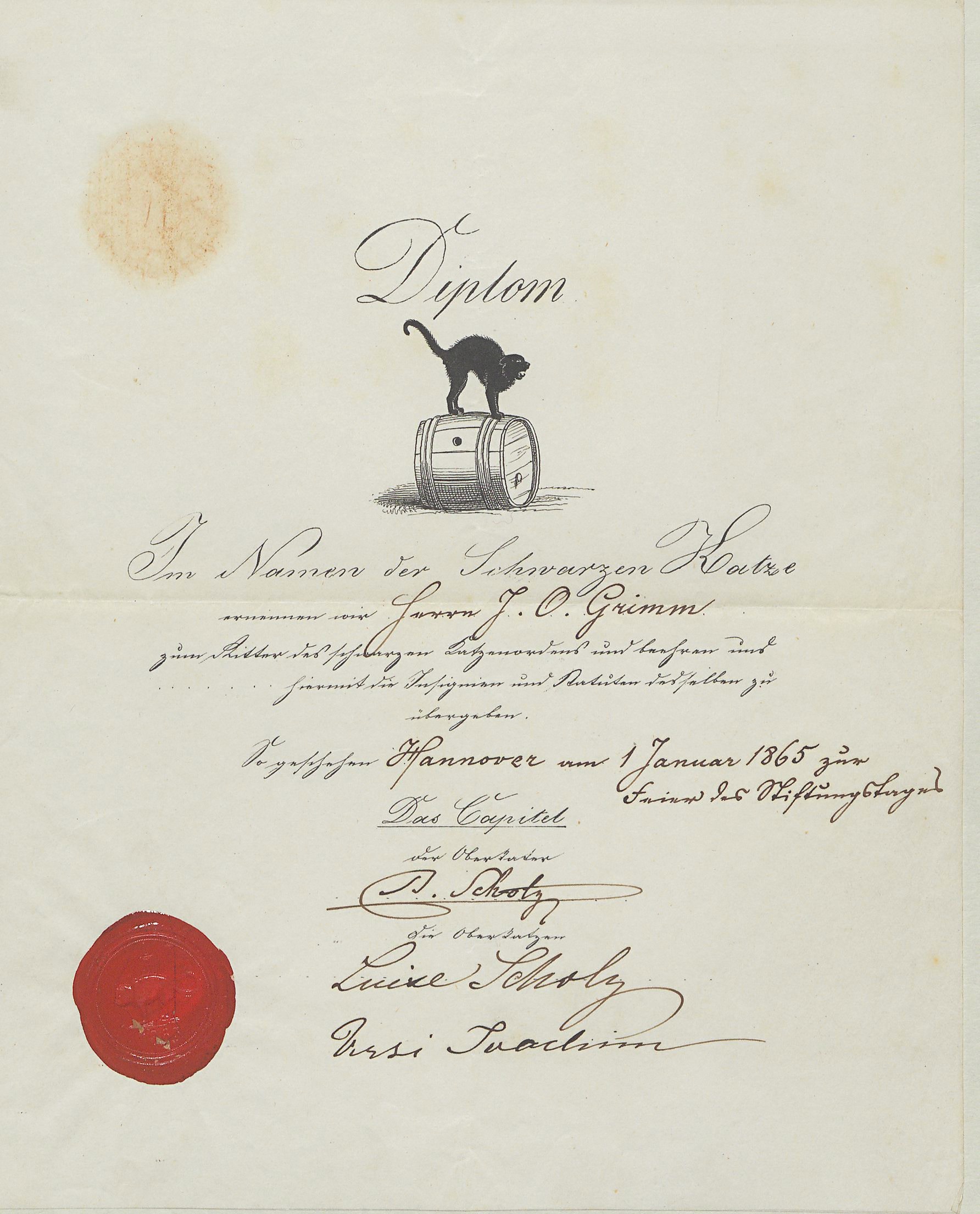 Diplom, Hannover, 1. Januar 1865