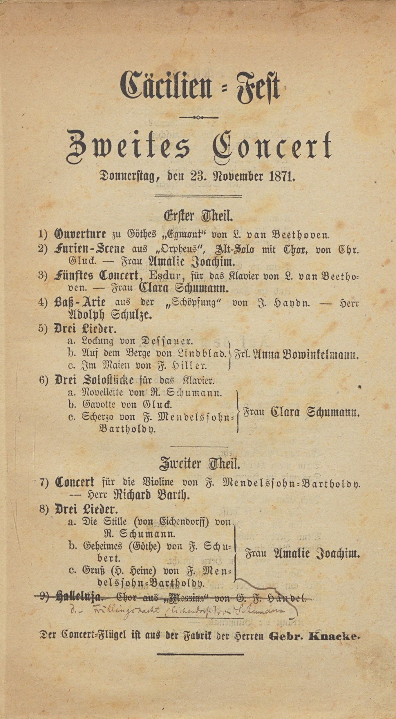Konzertprogramme 1868 & 1871
