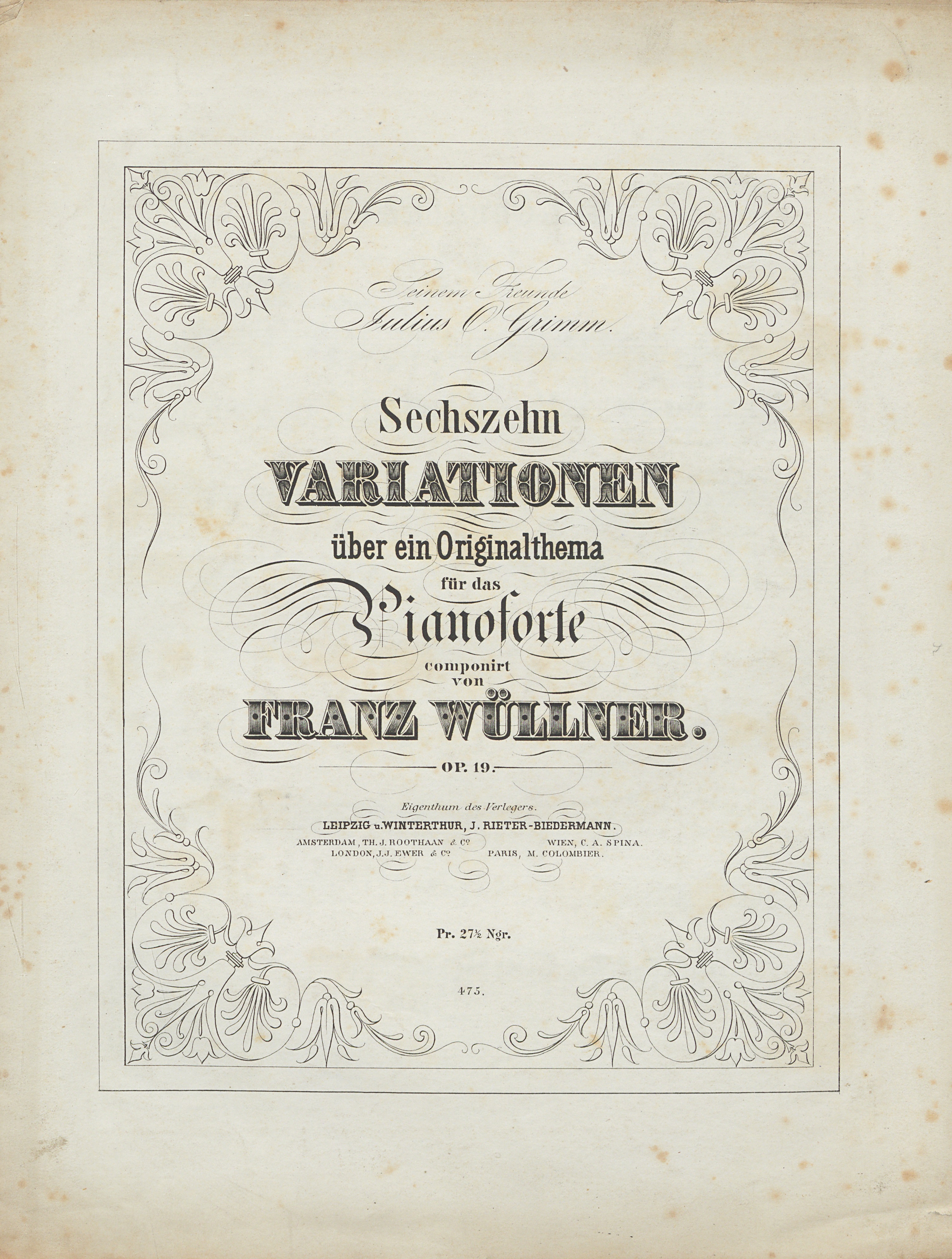Titelblatt Wüllner op. 19