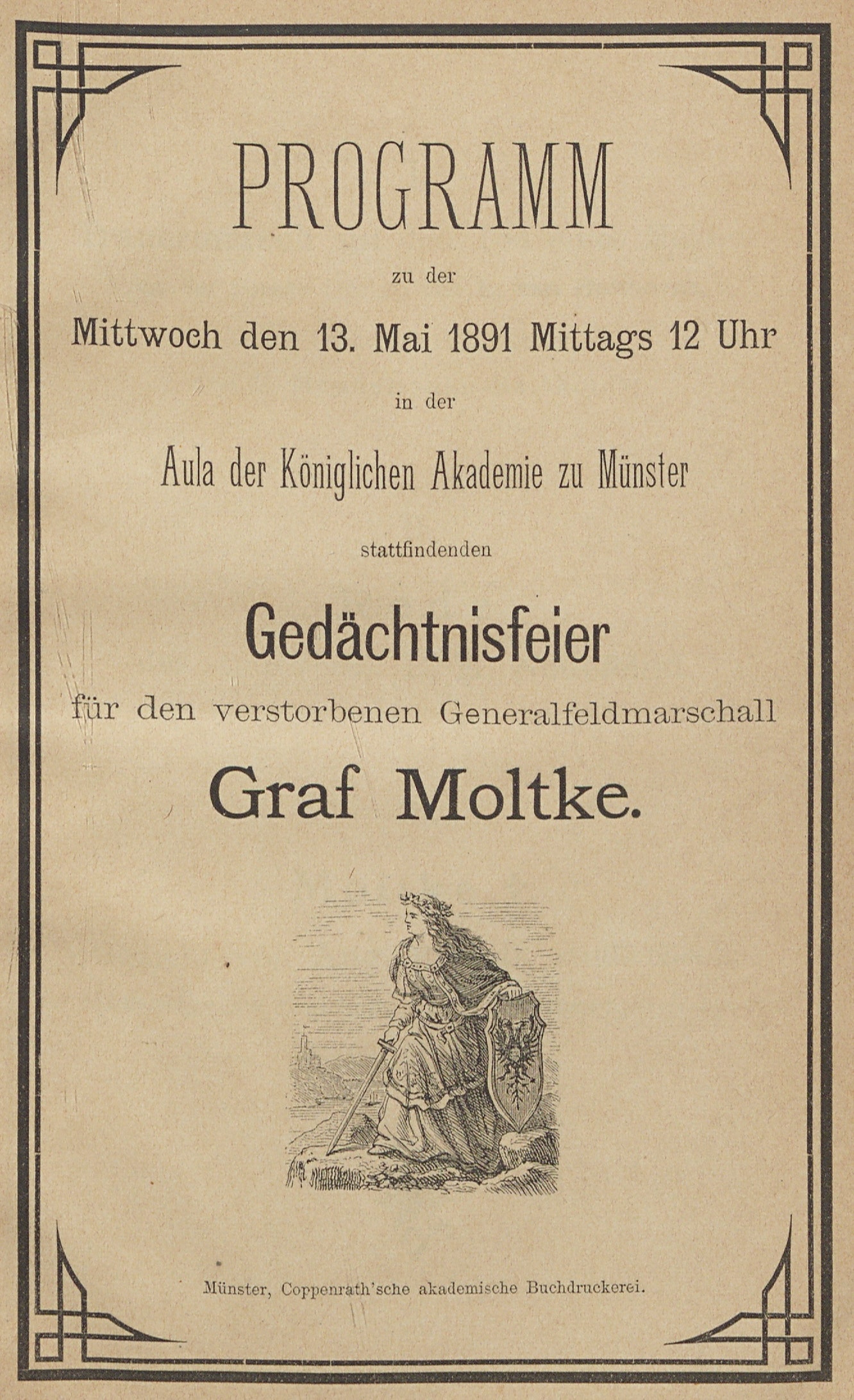 Gedächtnisfeier für Graf Moltke am 13. Mai 1891