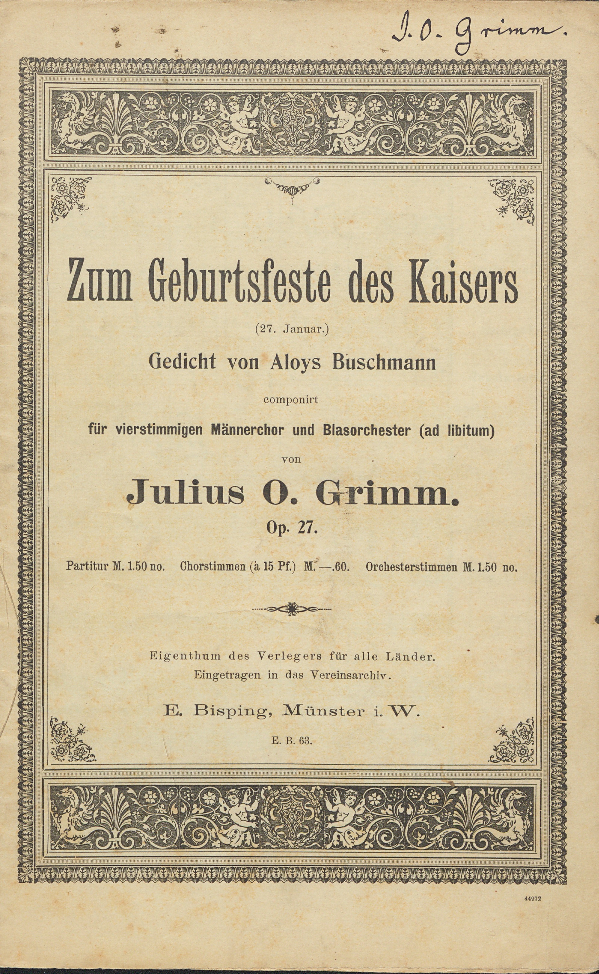 Zum Geburtstagsfeste des Kaisers op. 27