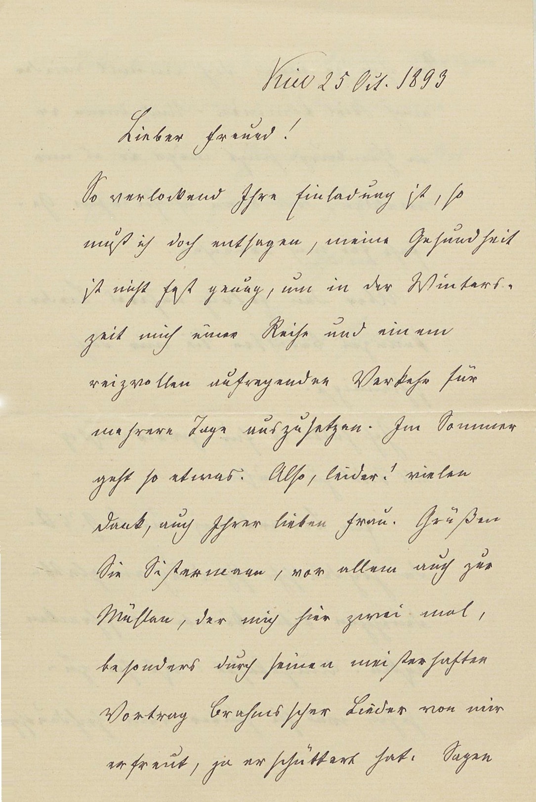 Groth an Grimm, Kiel, 25. Oktober 1893