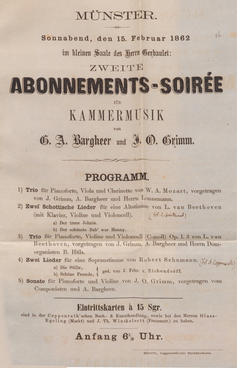 Kammermusik-Soirée, 15. Februar 1862